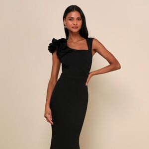 Lulus Lucette Black Sleeveless Ruffled Mermaid Maxi Dress - Size M